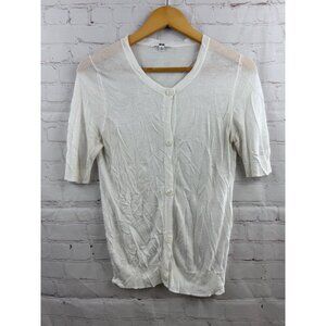 Uniqlo Thin Sweater Womens Size XL White Light Weight Casual Button Up